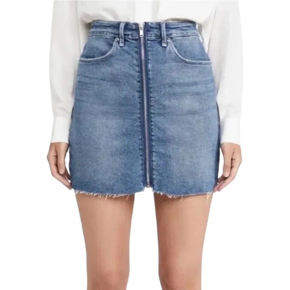 GOOD AMERICAN Zip‎ Front Denim Mini Skirt